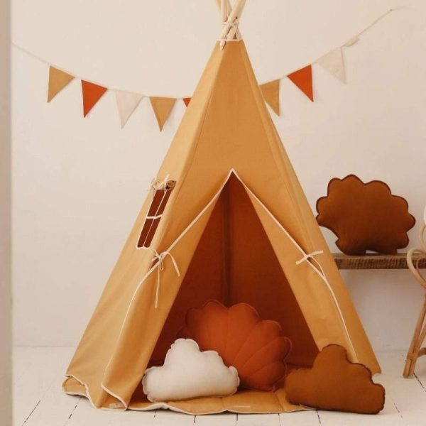 tipi ocre avec tapis pour enfant