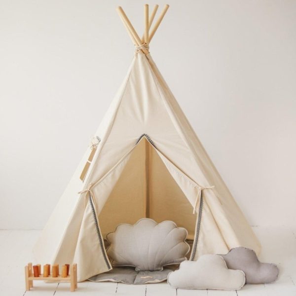 tipi enfant pompons gris
