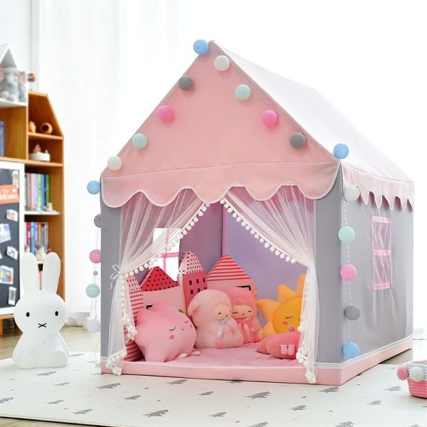 tente enfant chambre fille en utilisation