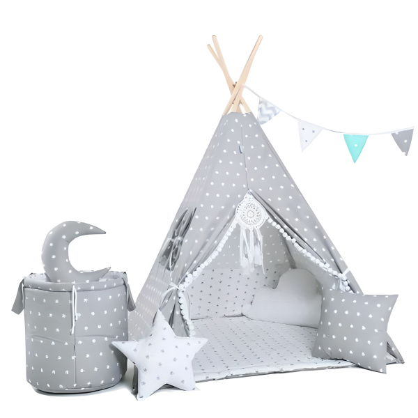 Tipi Gris avec Étoiles